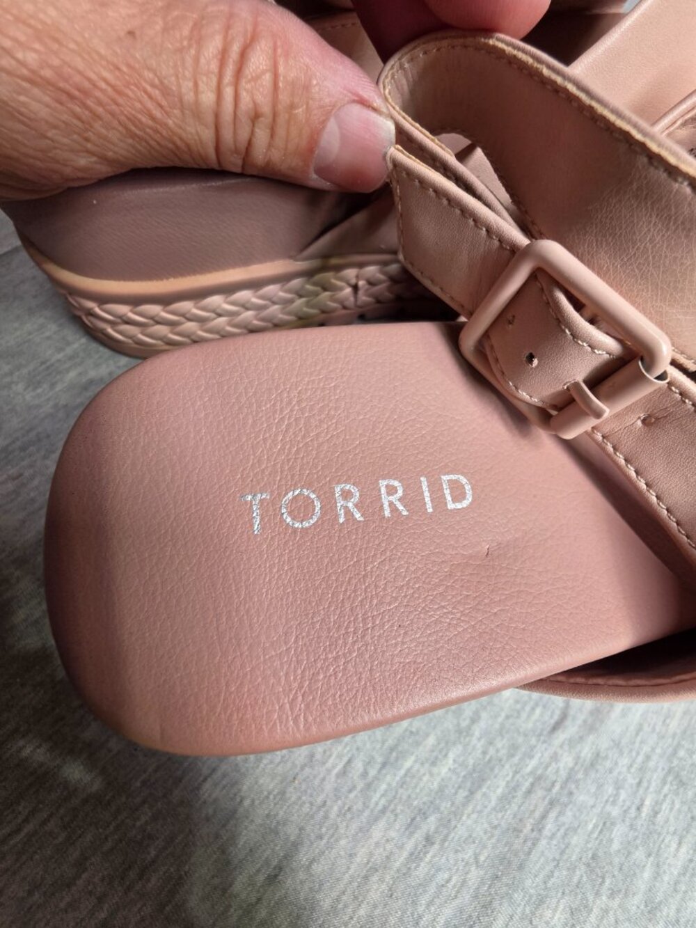 Torrid Womens Platform Sandals 8.5W Nude Blush Crossband Braided - Picture 7 of 7
